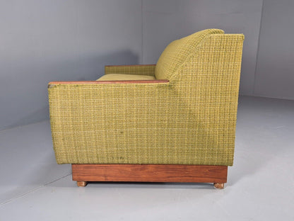 Vintage Danish 2 Seat Sofa Green Wool Teak Arms Retro MCM EB8900 M2SS - UKDK FURNITURE