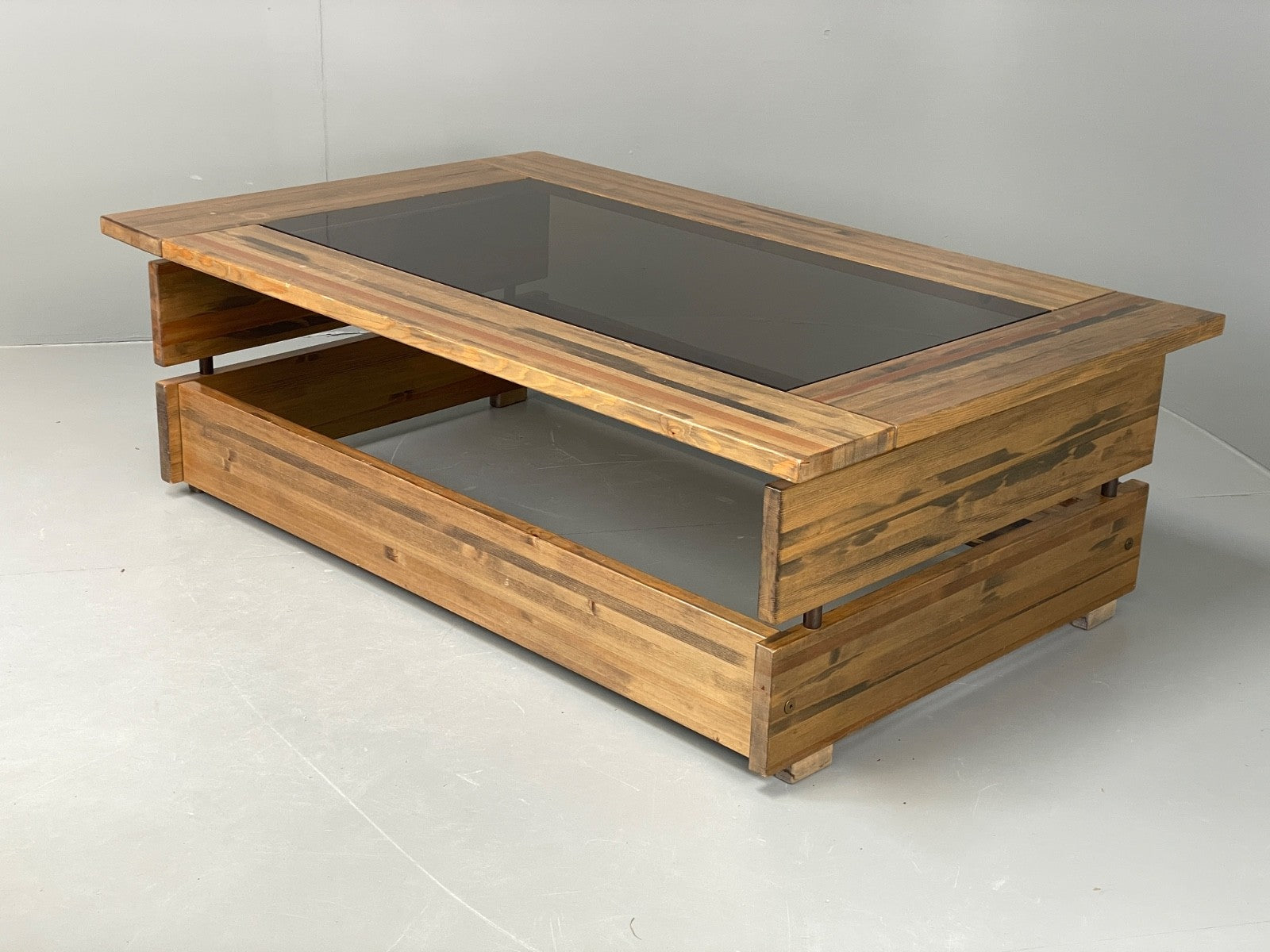 Vintage 1970s Coffee Table Pine & Glass By Hameen Kalustaja Finland EB11176 MWOO10