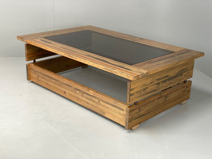 Vintage 1970s Coffee Table Pine & Glass By Hameen Kalustaja Finland EB11176 MWOO10