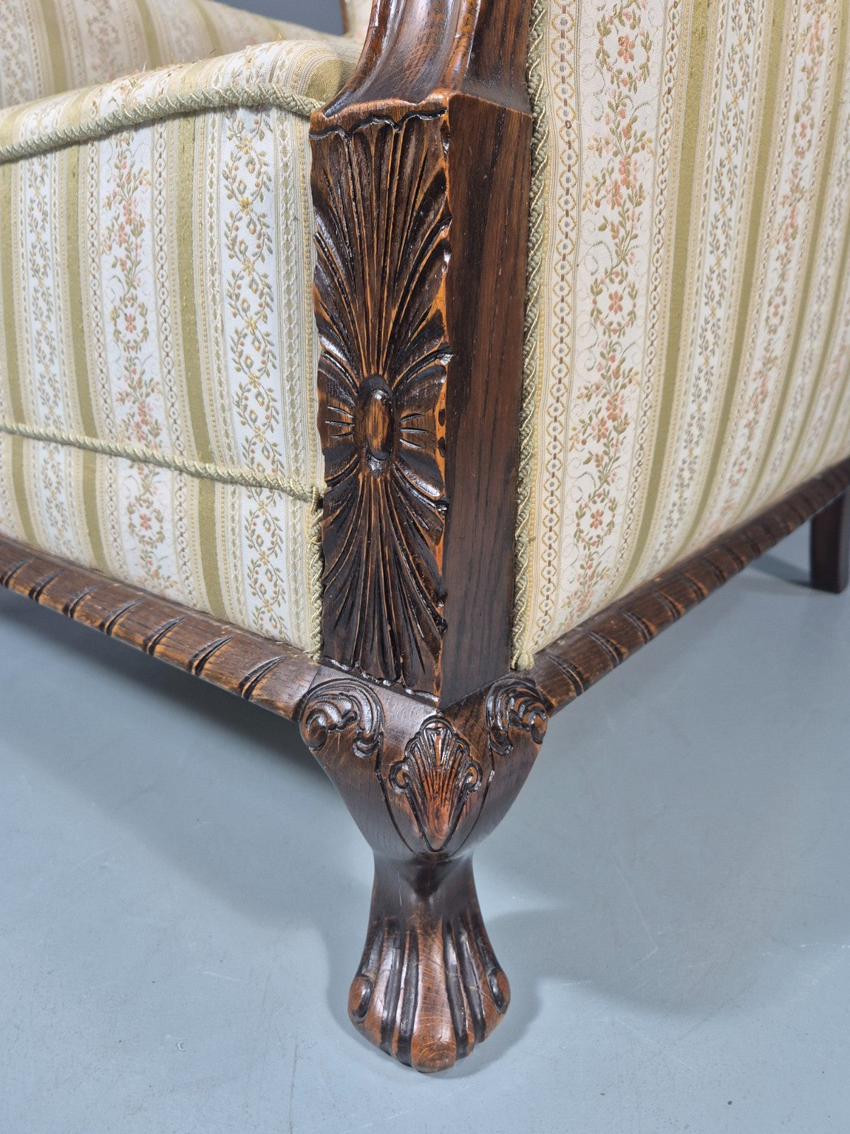 Antique Scandinavian Lounge Chair Regency Stripe Upholstery 1900s EB10765 VCAR8