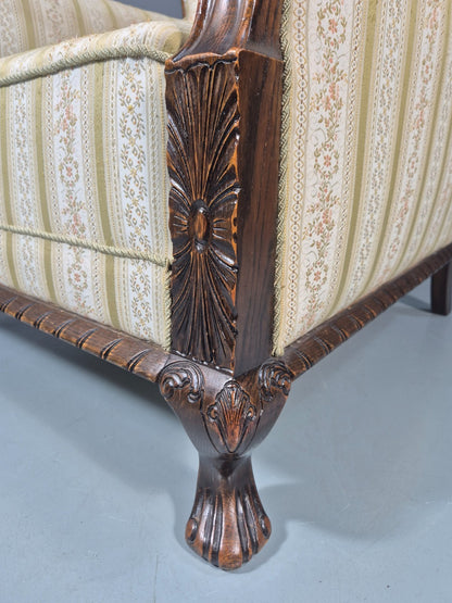 Antique Scandinavian Lounge Chair Regency Stripe Upholstery 1900s EB10765 VCAR8