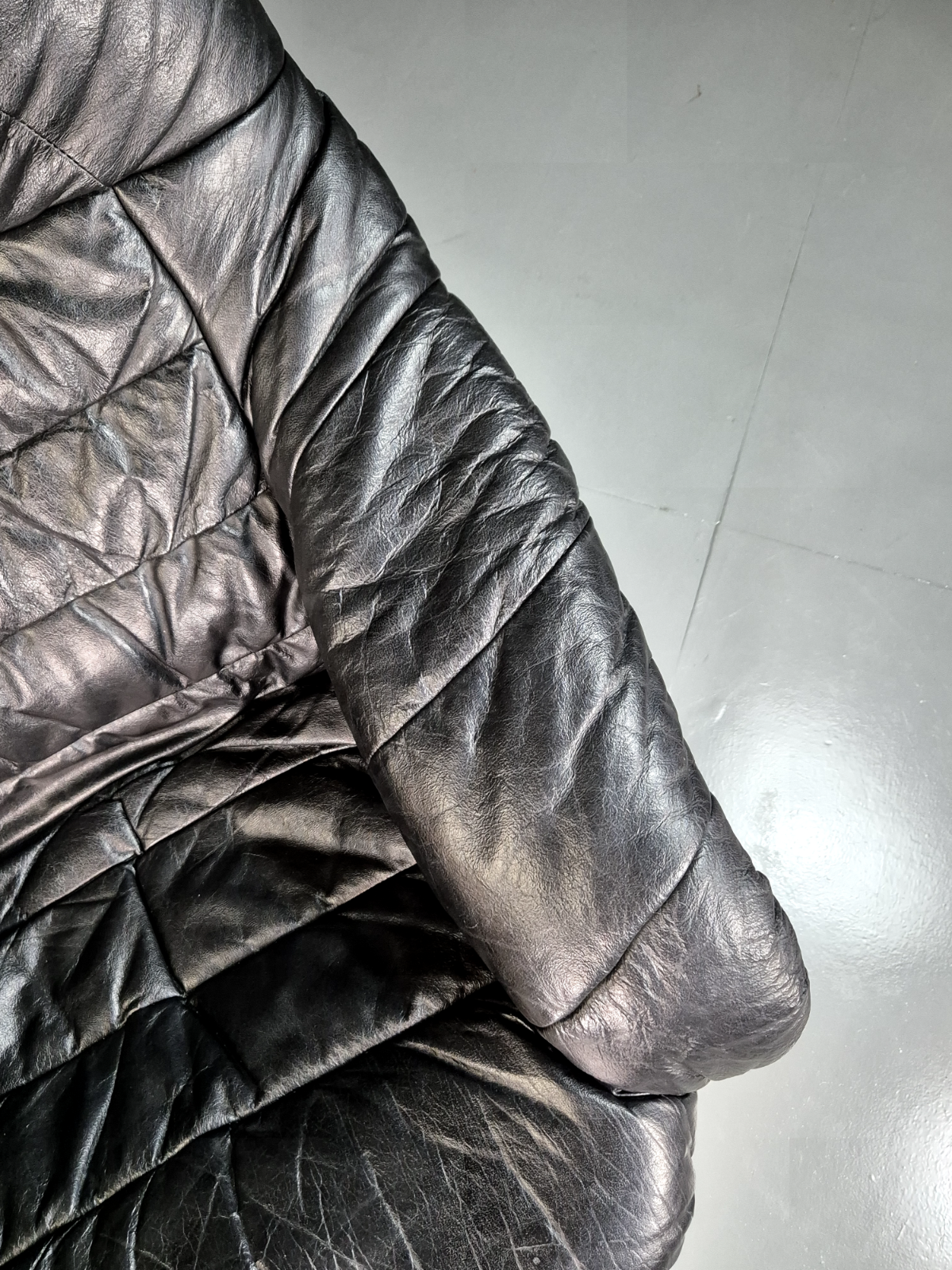 Vintage Danish Lounge Chair Black Leather Bentwood Frame Retro MCM EB7254 MBEN3