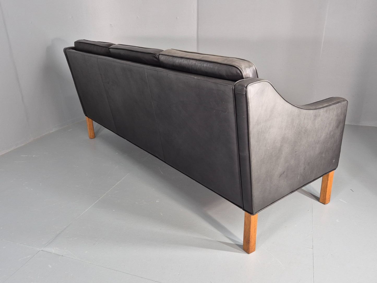Vintage 3 Seat Sofa Black Leather Danish Hurup Mid Century Retro EB10475 M3SS18