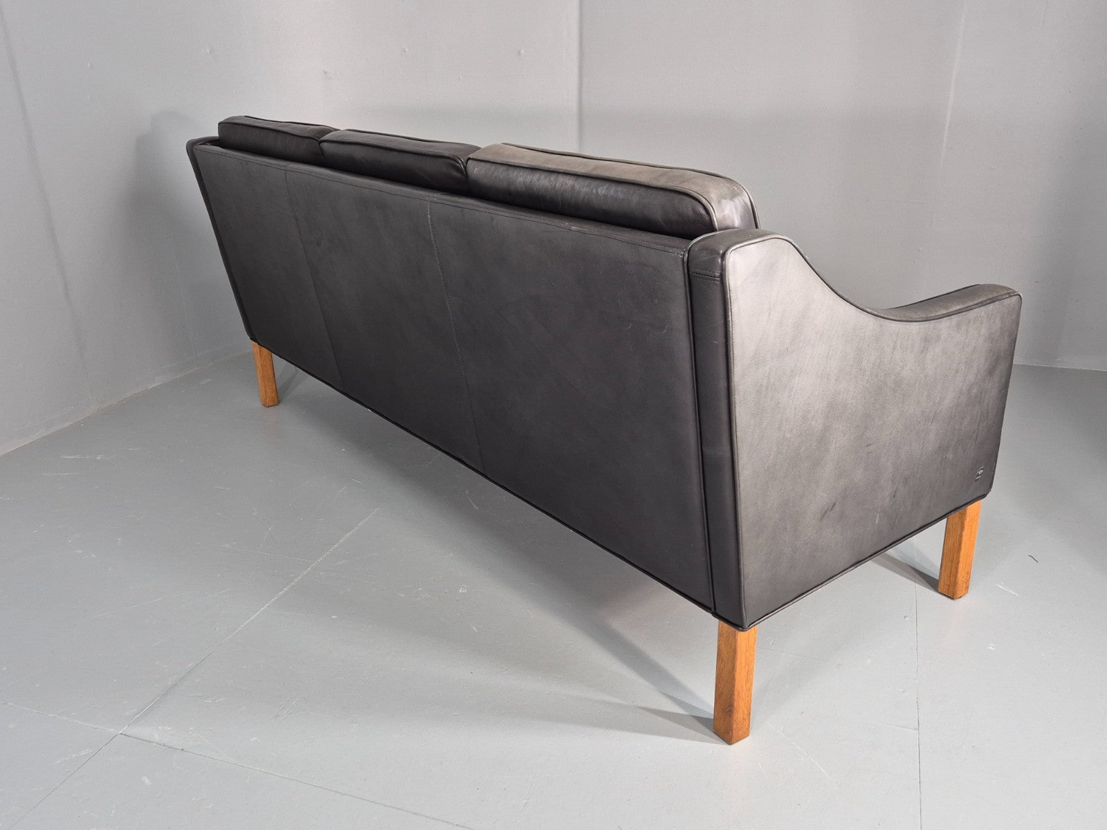 Vintage 3 Seat Sofa Black Leather Danish Hurup Mid Century Retro EB10475 M3SS18