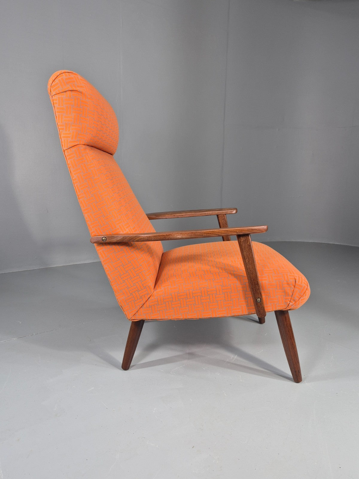 Vintage Danish Lounge Chair Teak Frame Mid Century New Upholstery EB8210 MNOR10