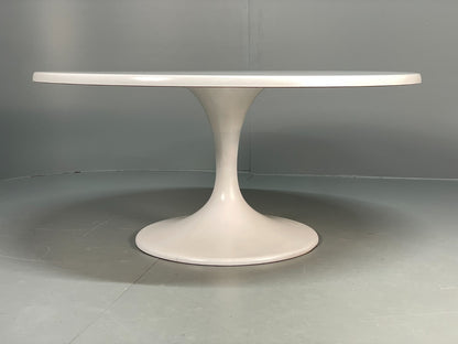 Vintage Round Coffee Table White Fibreglass 1970s Tulip Style EB11238 MWOO0