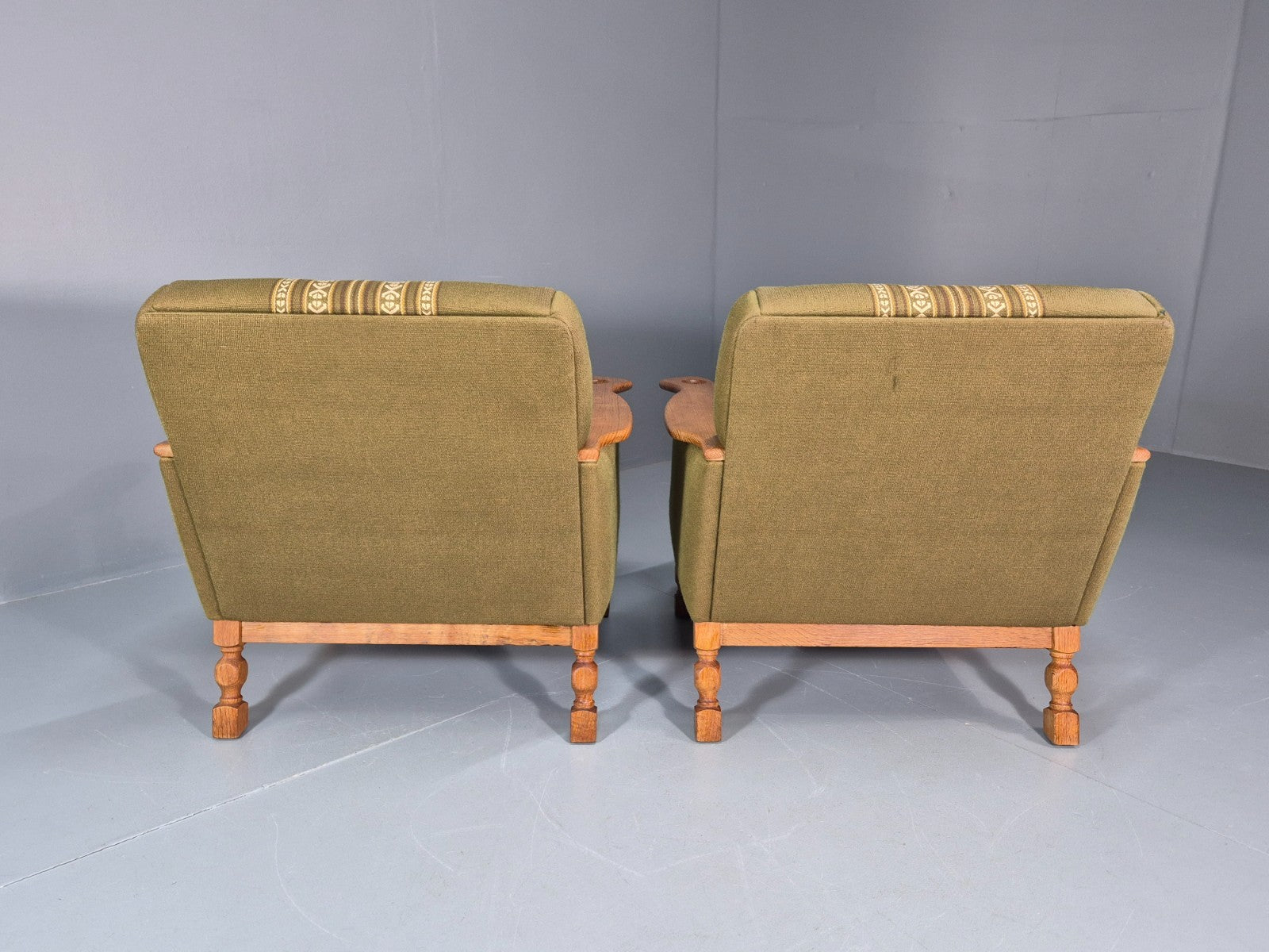 2 Kjaernulf Lounge Chairs Retro 1970s Green Light Oak Retro EB10750 VCLO16