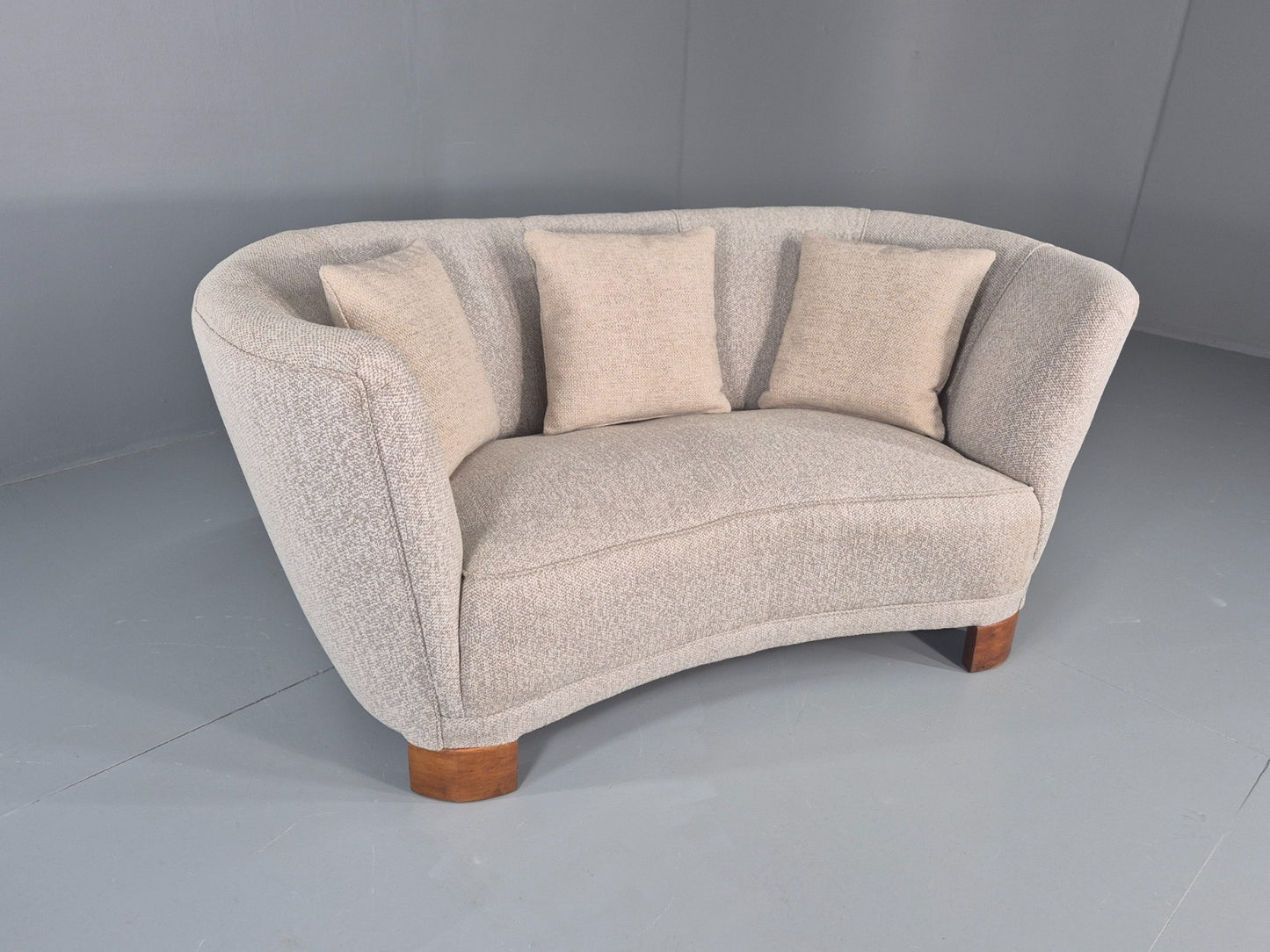 Vintage Art Deco Banana 2 Seat Sofa Danish New Upholstery 1930s EB11833 M2SS1