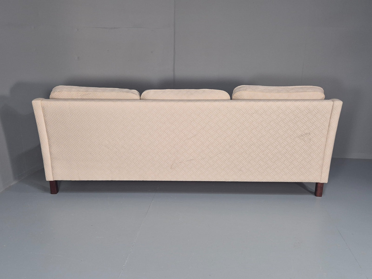 Vintage 3 Seater Sofa Retro Danish Cream Patterned Fabric EB10520 M2SS16