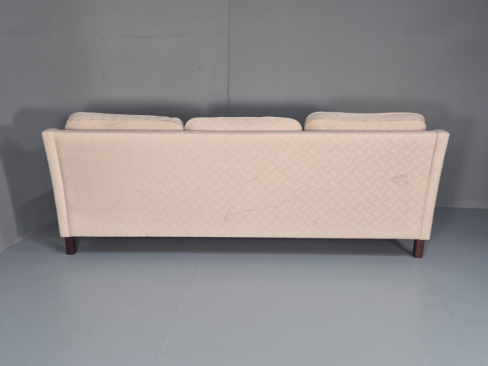 Vintage 3 Seater Sofa Retro Danish Cream Patterned Fabric EB10520 M2SS16
