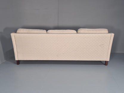 Vintage 3 Seater Sofa Retro Danish Cream Patterned Fabric EB10520 M2SS16
