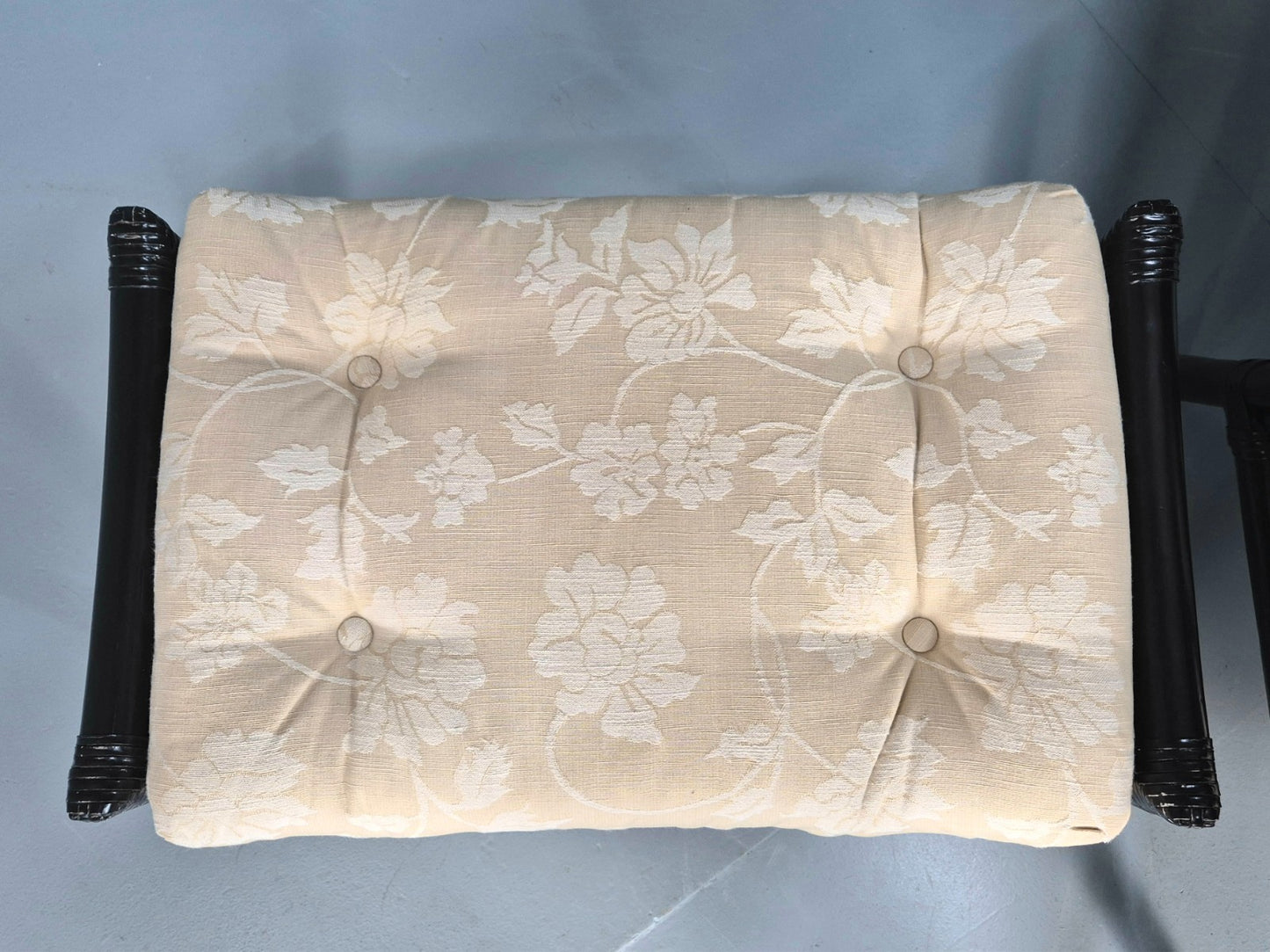 Vintage Japanned Bamboo Lounge Chair and Footstool 1980s Retro EB10718 VBER14