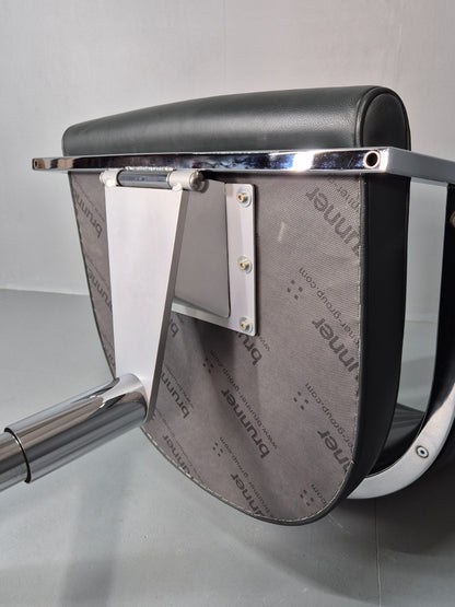 Leather Office Swivel Chair Dark Green Chrome Brunner Tempus Modern EB11714 MSWI9