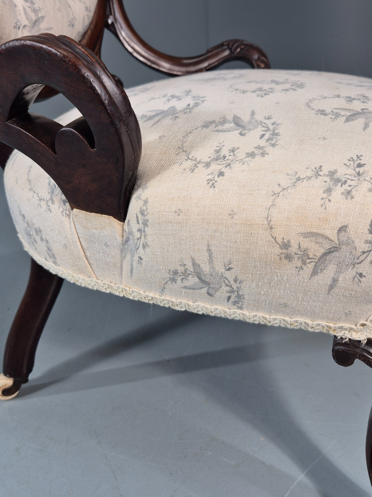 Victorian Balloon Back Nursing Chair Mahogany Carved Frame 1880s EB10989 VCAR5