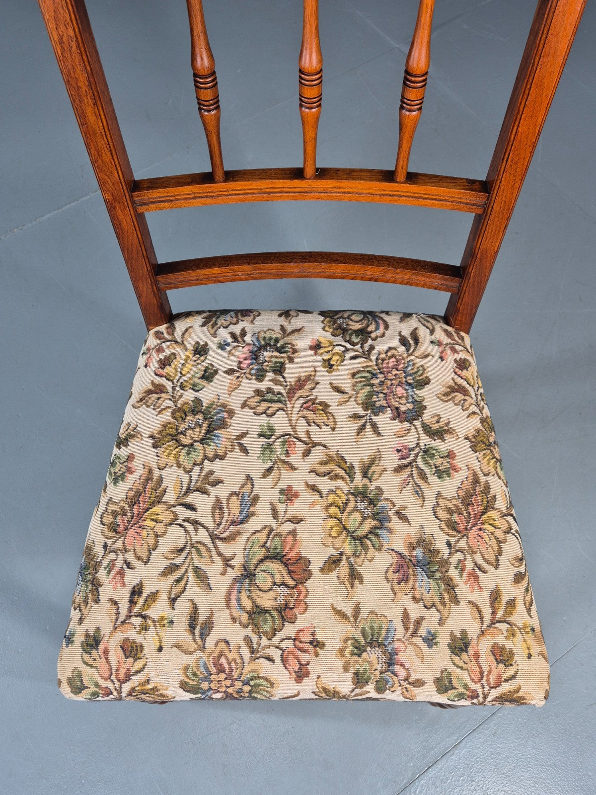 Edwardian Dining Chair Oak Frame Jacobean Revival Floral   EB11222 VDIN9