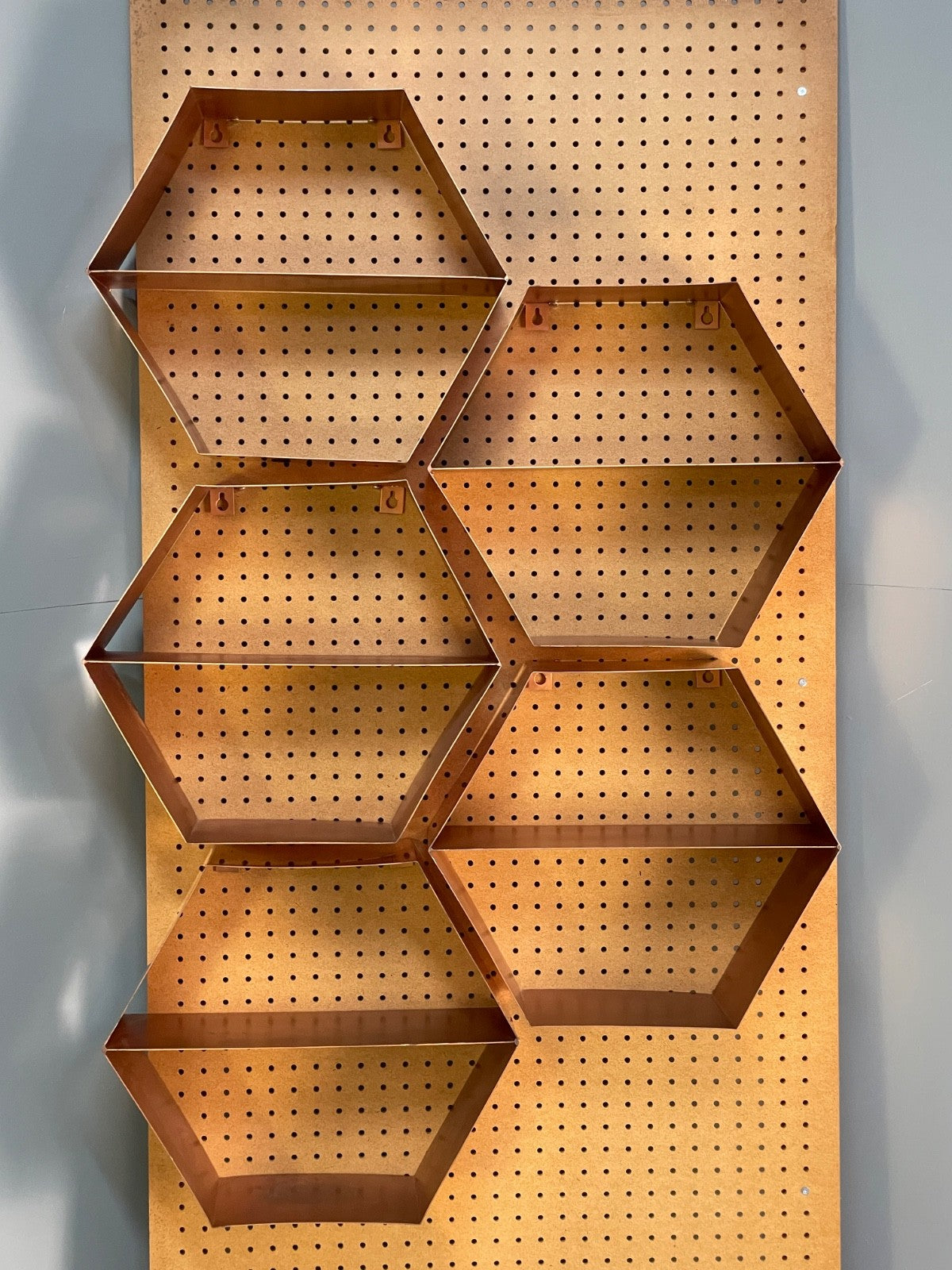 Hexagonal Wall Shelving Rose Gold Modern Metal EB10592 MWOO9