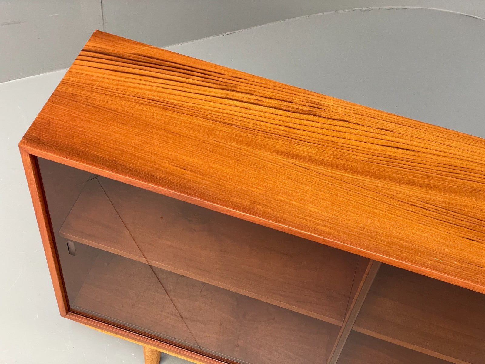 Vintage Teak Glazed Bookcase Danish 1970s Shelving Glass Retro EB11797 MWOO6