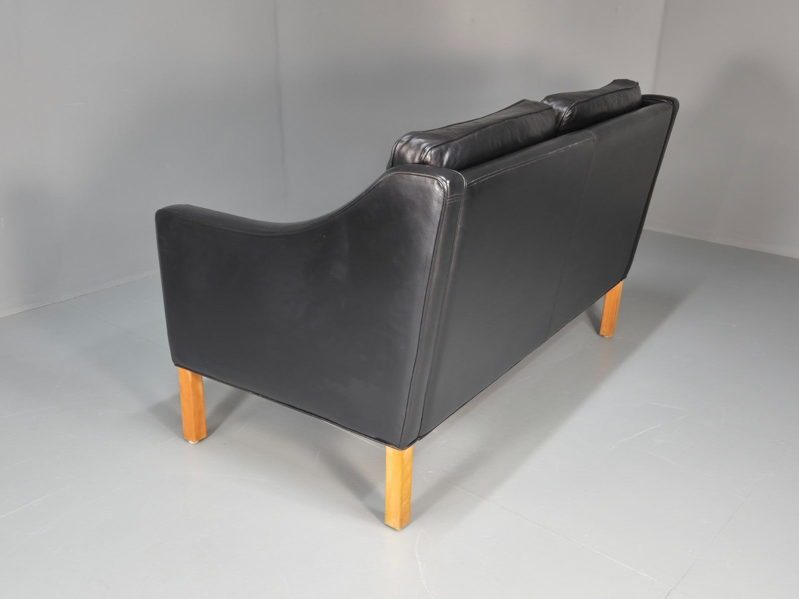 Two Seat Sofa Vintage Danish Black Leather 1970s Retro Mid Century  EB10122 M2SS17