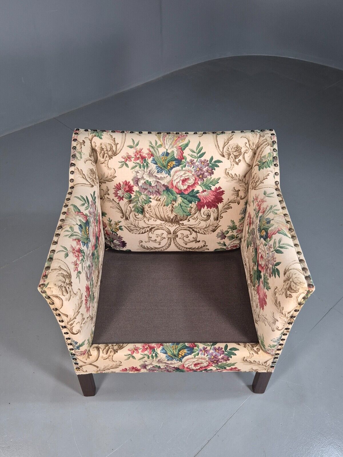 Vintage Danish Lounge Chair Floral Upholstery Retro 1950s EB7869 MNOR - UKDK FURNITURE