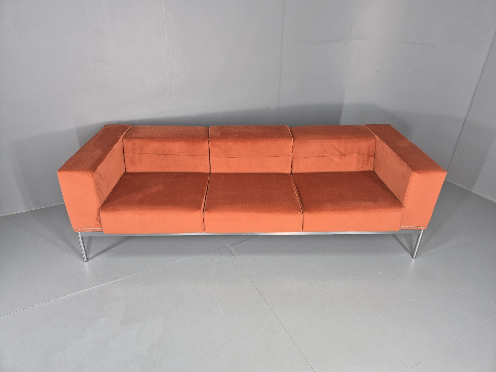 Vintage 4 Seater Sofa Italian Modern Design Sitia Peach Velvet  EB11771 M4SS4