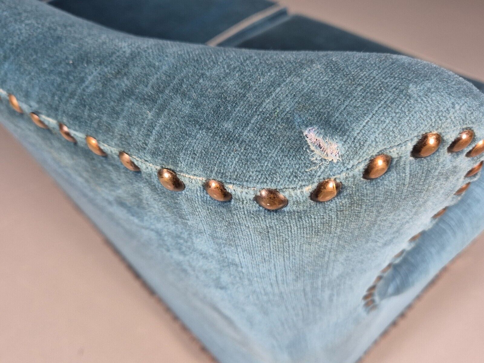Vintage Danish Mid Century Sofa Bright Blue Velour 1950s Retro MCM EB8934 V3SS - UKDK FURNITURE