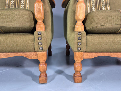 2 Kjaernulf Lounge Chairs Retro 1970s Green Light Oak Retro EB10750 VCLO5