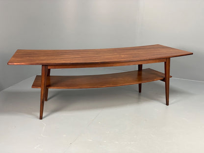 Curved 1960s Coffee Table Vintage Mid Century Danish With Shelf  EB10855 MWOO19