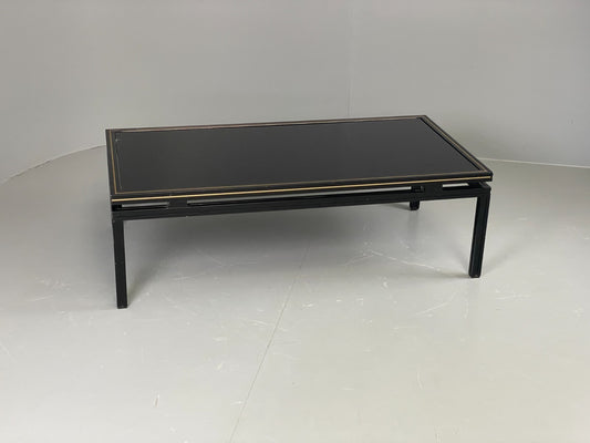 Vintage 1970s Coffee Table Pierre Vandel Black Gold Glass 1970s EB11812 MWOO0