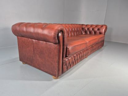 3 Seater Chesterfield Sofa Red Leather Studded Vintage EB10925 VCHE13