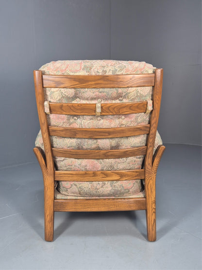 Vintage Ercol Lounge Chair Saville Model 1980s Fabric Upholstery EB9792 MNOR - UKDK FURNITURE