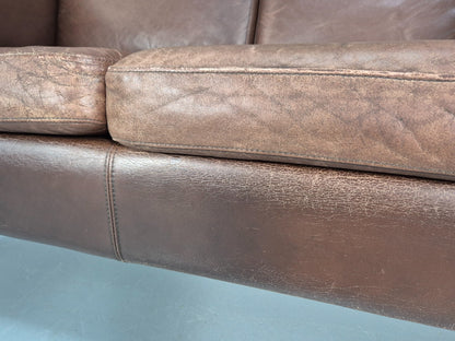 Vintage Danish Two Seater Sofa Brown Leather Mid Century Design 70s EB10070 M2SS8