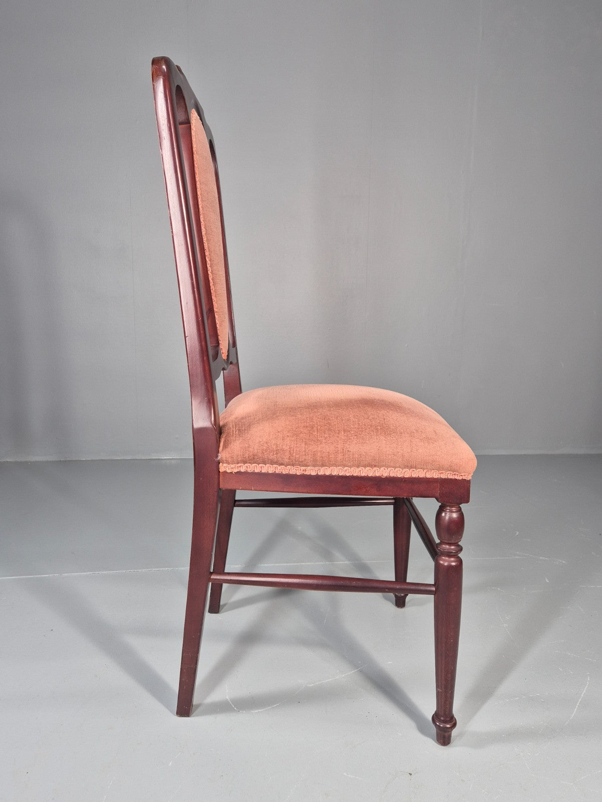 4 1970s Dining Chairs Pink Velour Stylised Regency Style Retro EB11962 VDIN11
