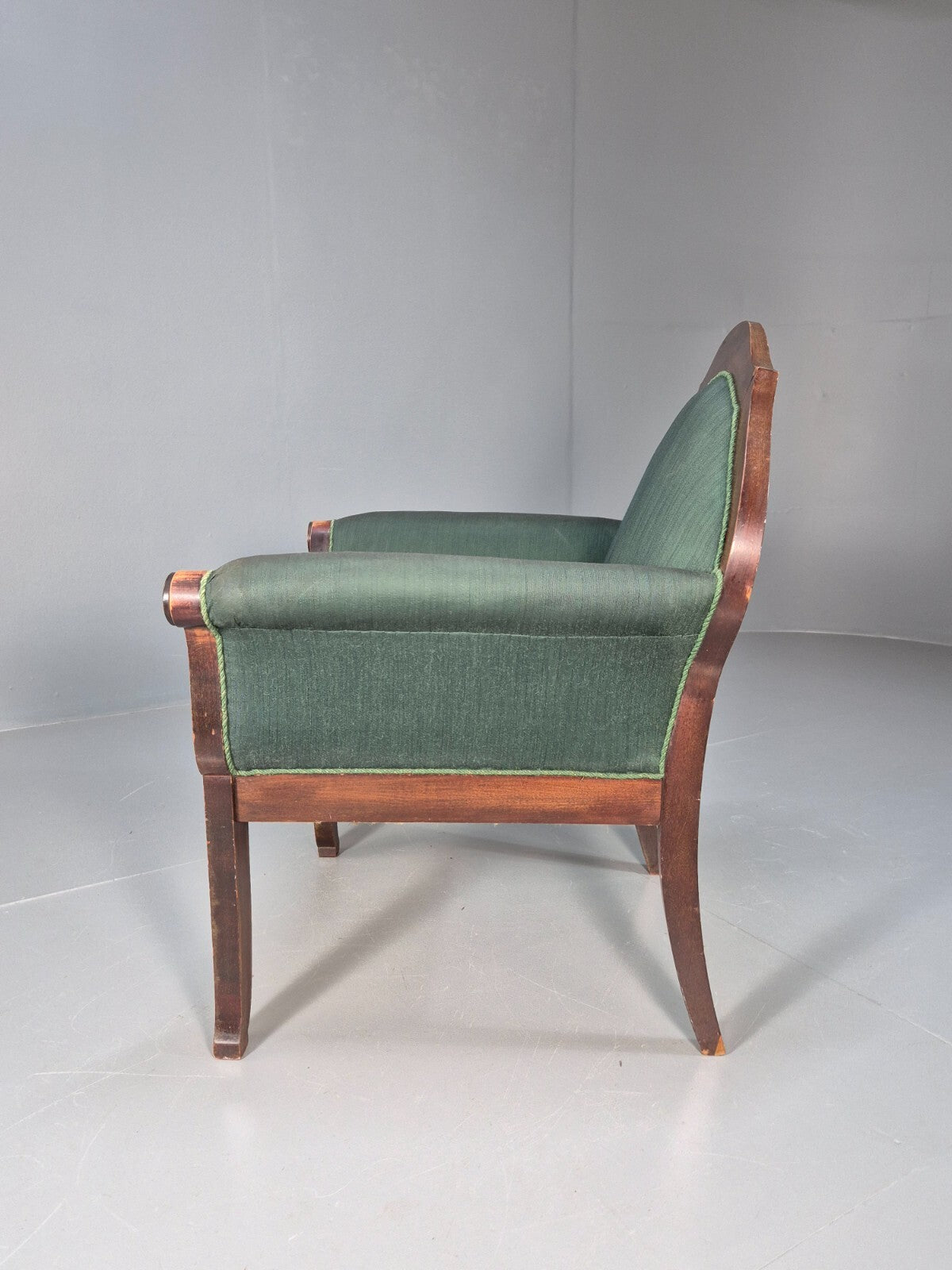 A Vintage Danish Antique Chair Green and Mahogany Shield Back 1920s EB8924 VCLO - UKDK FURNITURE