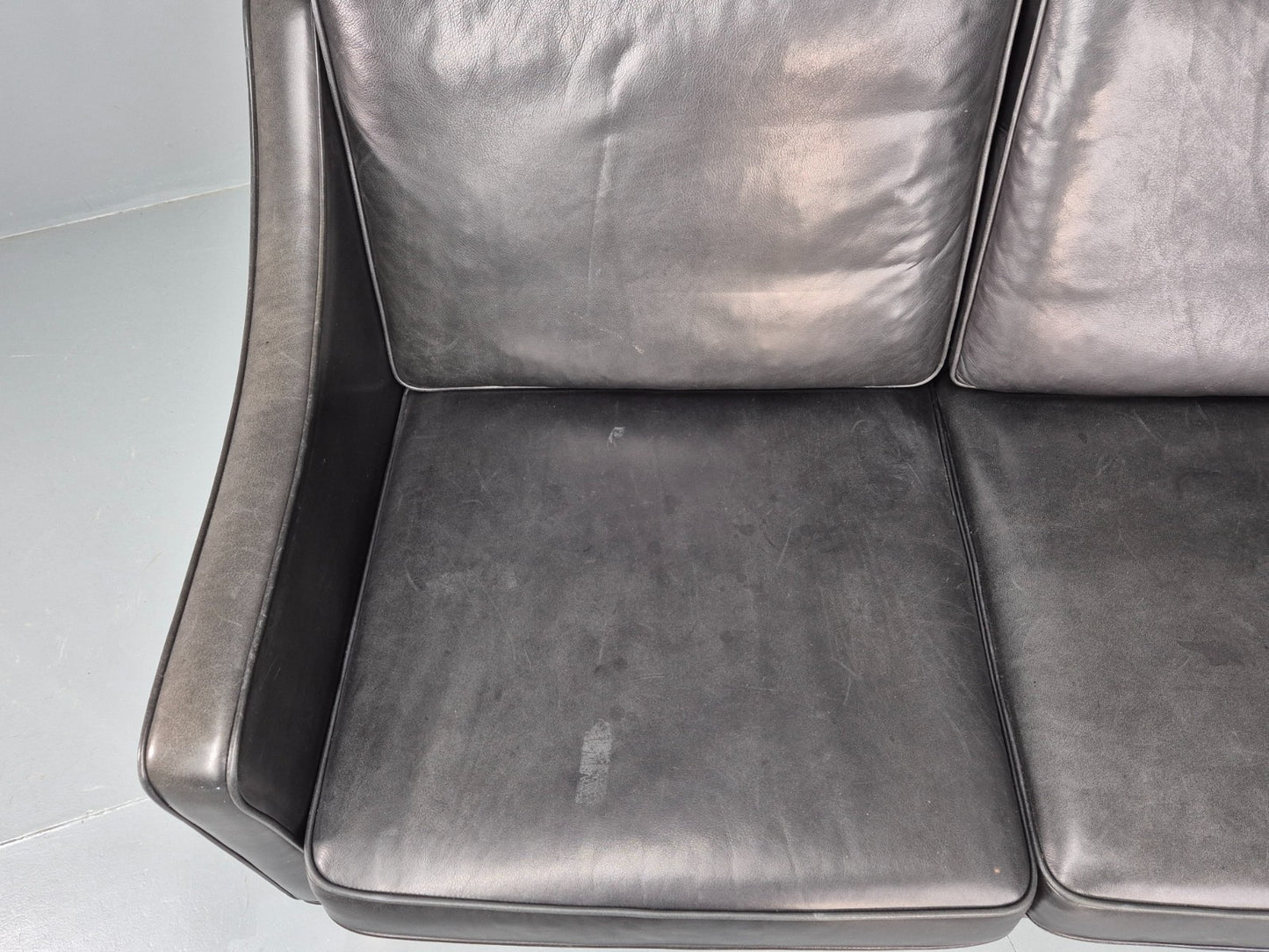Vintage 3 Seat Sofa Black Leather Danish Hurup Mid Century Retro EB10475 M3SS4