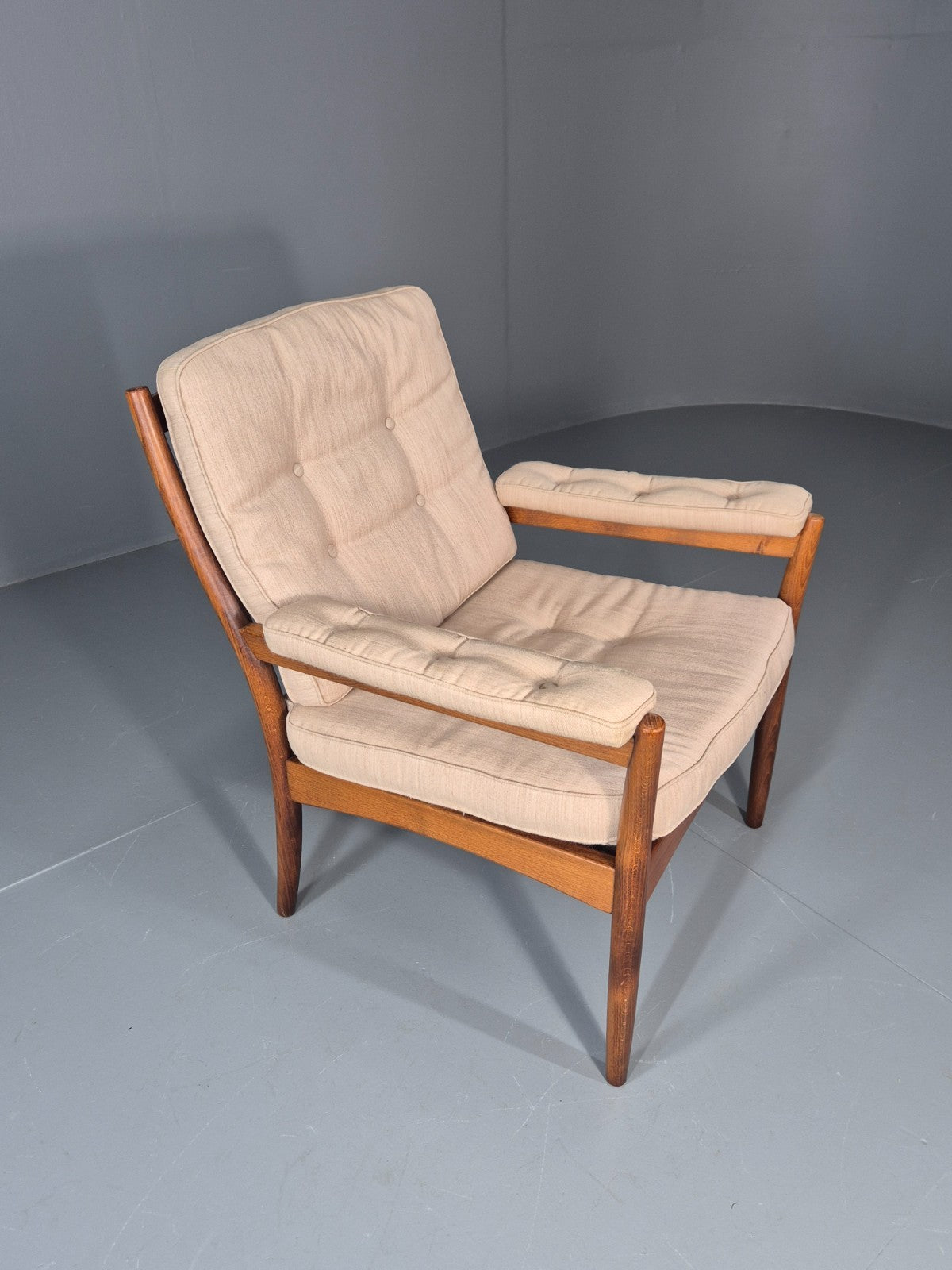 Vintage Gotte Lounge Chair 1970s Swedish Cream Cloth Retro MCM EB11332 MNOR17