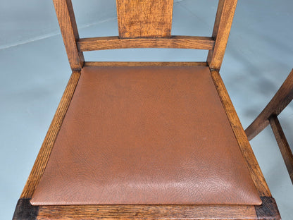 3 Arts and Crafts Heals style Oak Dining Chairs 1920s EB10695 VDIN5