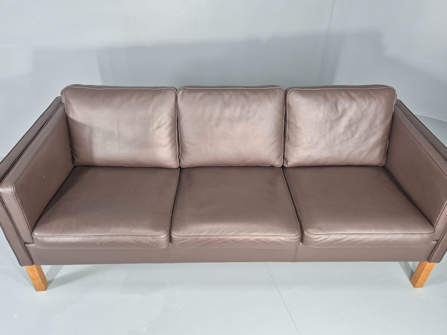 Vintage Danish 3 Seat Brown Leather Sofa Mid Century Style  Retro EB10544 M3SS4
