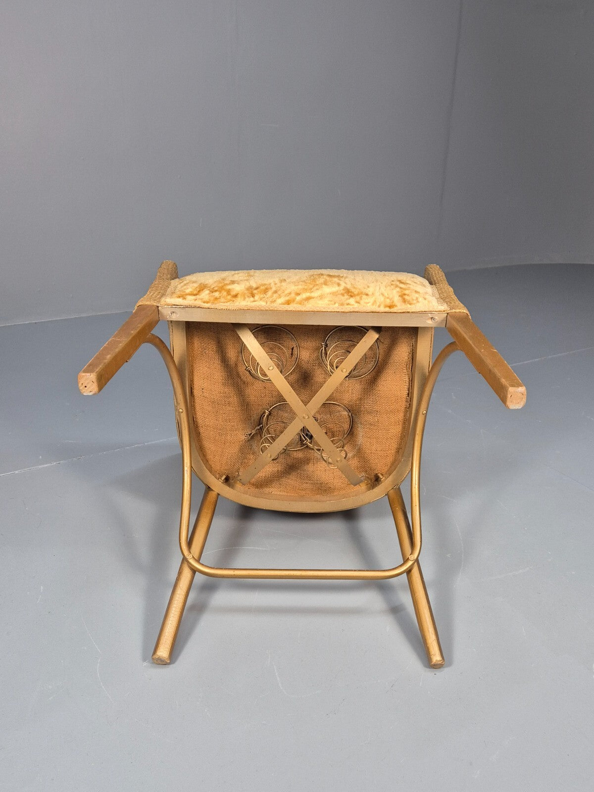 Vintage Gold Lloyd loom Tub Chair 1960s Retro EB9701 VBER - UKDK FURNITURE