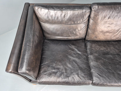 Vintage 3 Seat Sofa Danish Black Leather Vemb MCM Retro 1980s  EB10478 M3SS7