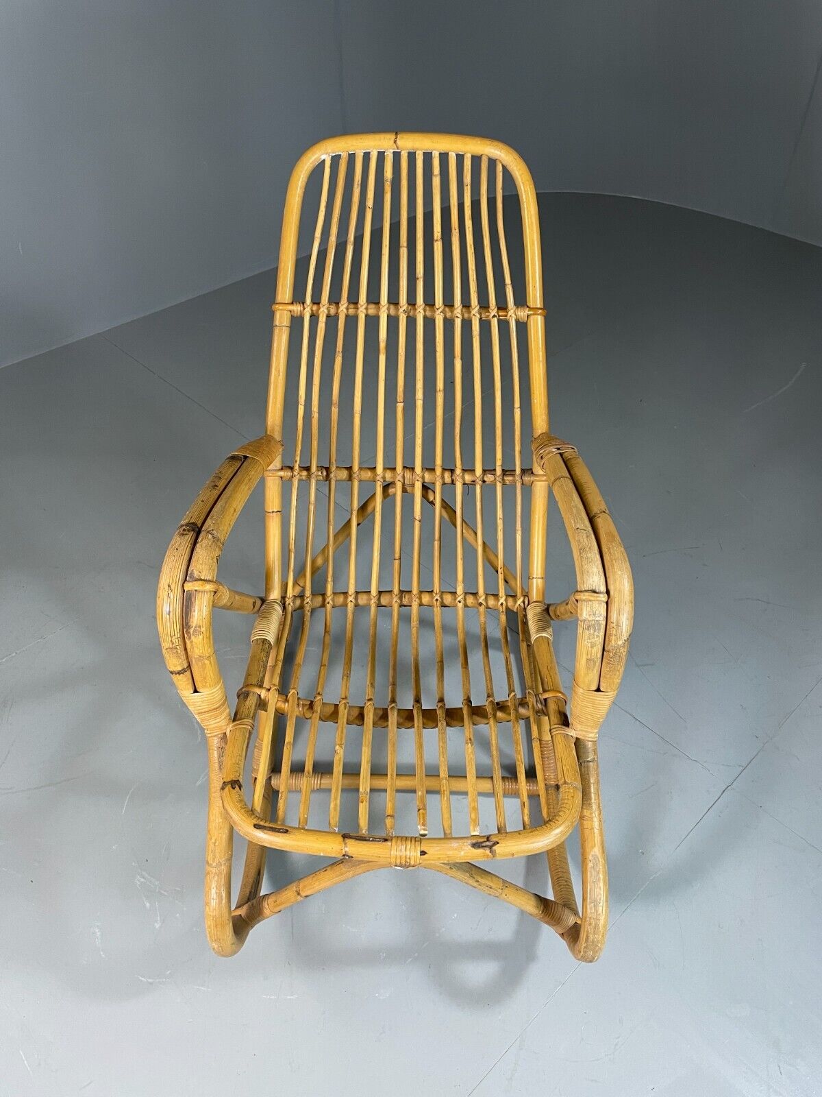 Vintage Cane Rocking Chair Floral 1970s Retro EB6413 VBER - UKDK FURNITURE