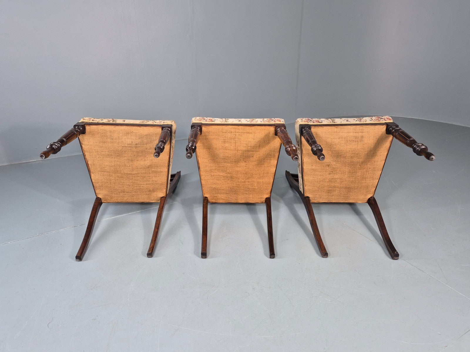 3 Antique Saloon Chairs Rosewood Frame Floral Seats Inlay Victorian EB10990 VDIN9