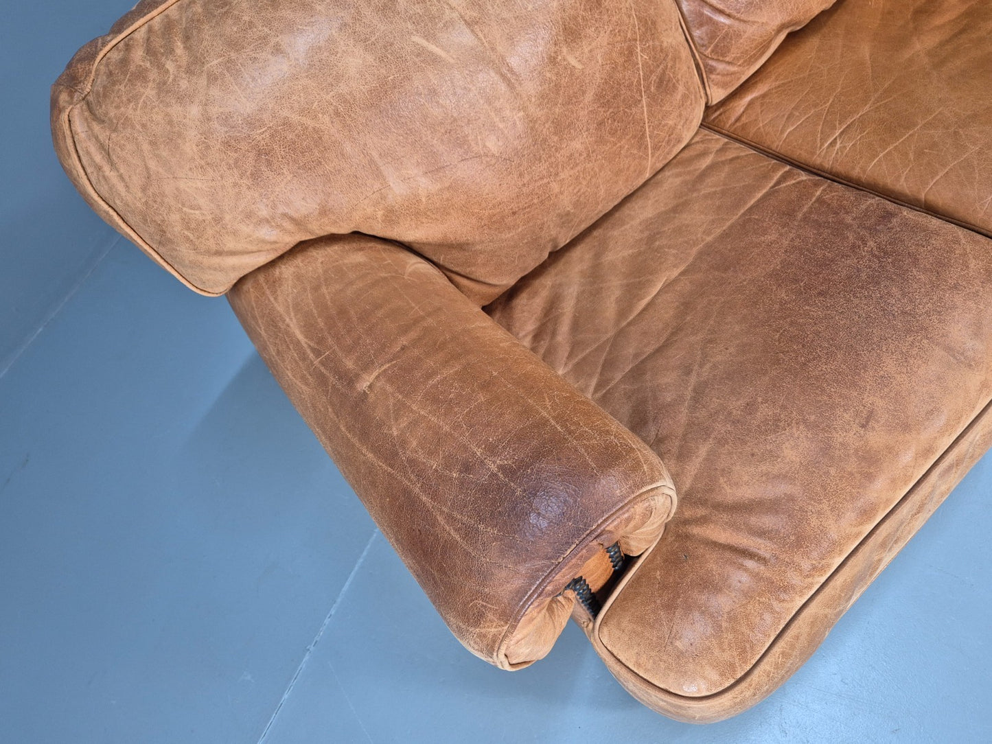 Leather Two Seat Cottage Settee Vintage Danish Quality 1990s  EB10637 M2SS4