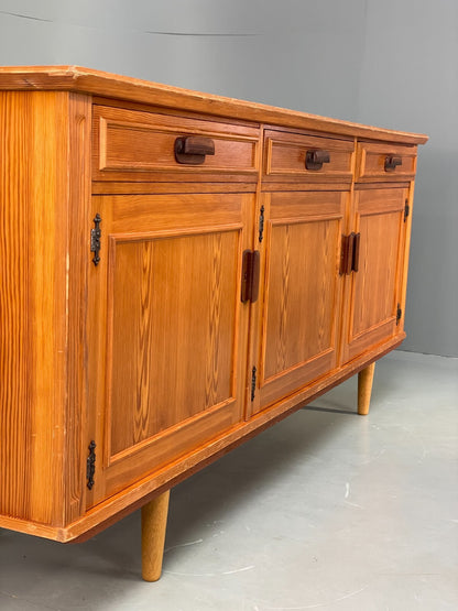 Vintage Pine Sideboard With Teak Handles Retro Unique Design EB9427 MWOO - UKDK FURNITURE
