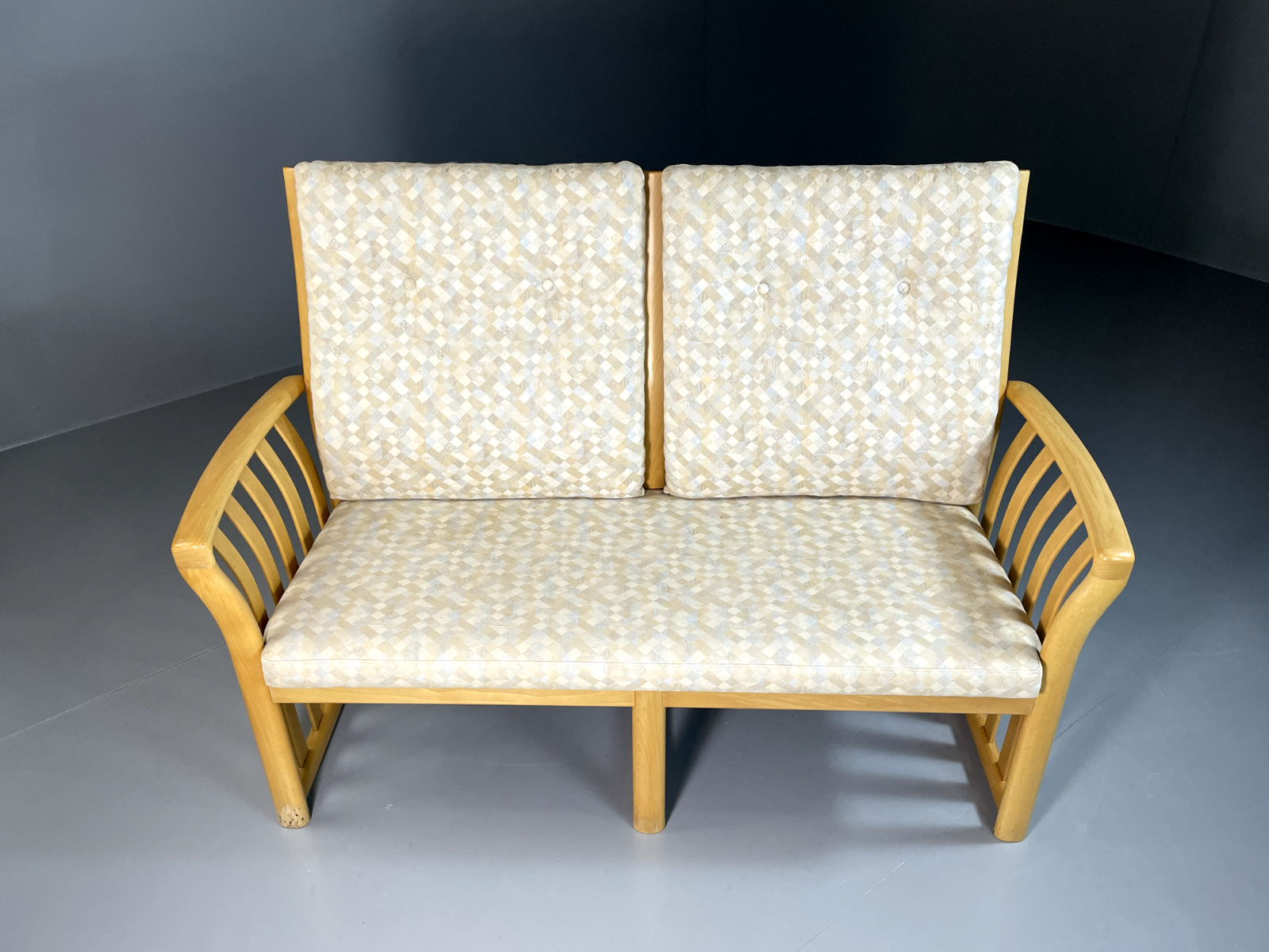 Danish 2 Seater Sofa Beech Frame Retro Vintage 1980s EB6361 M2SS3