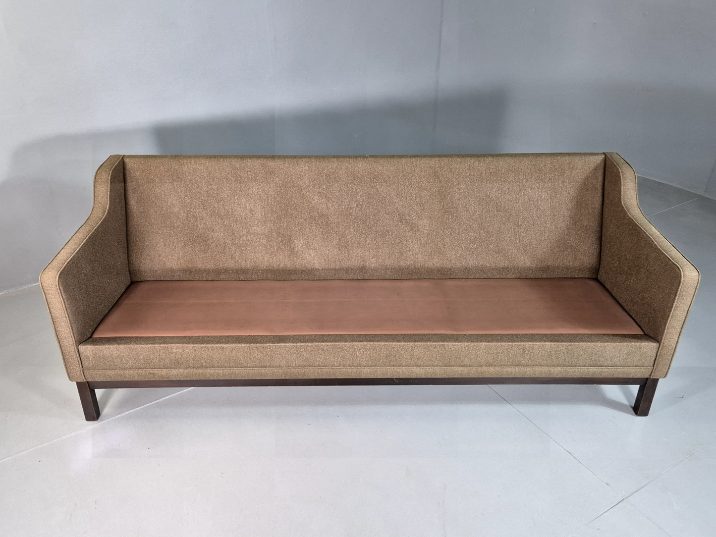 3 Seat Sofa Vintage Danish Khaki Wool Upholstery Mogensen Retro MCM EB7266 M3SS7