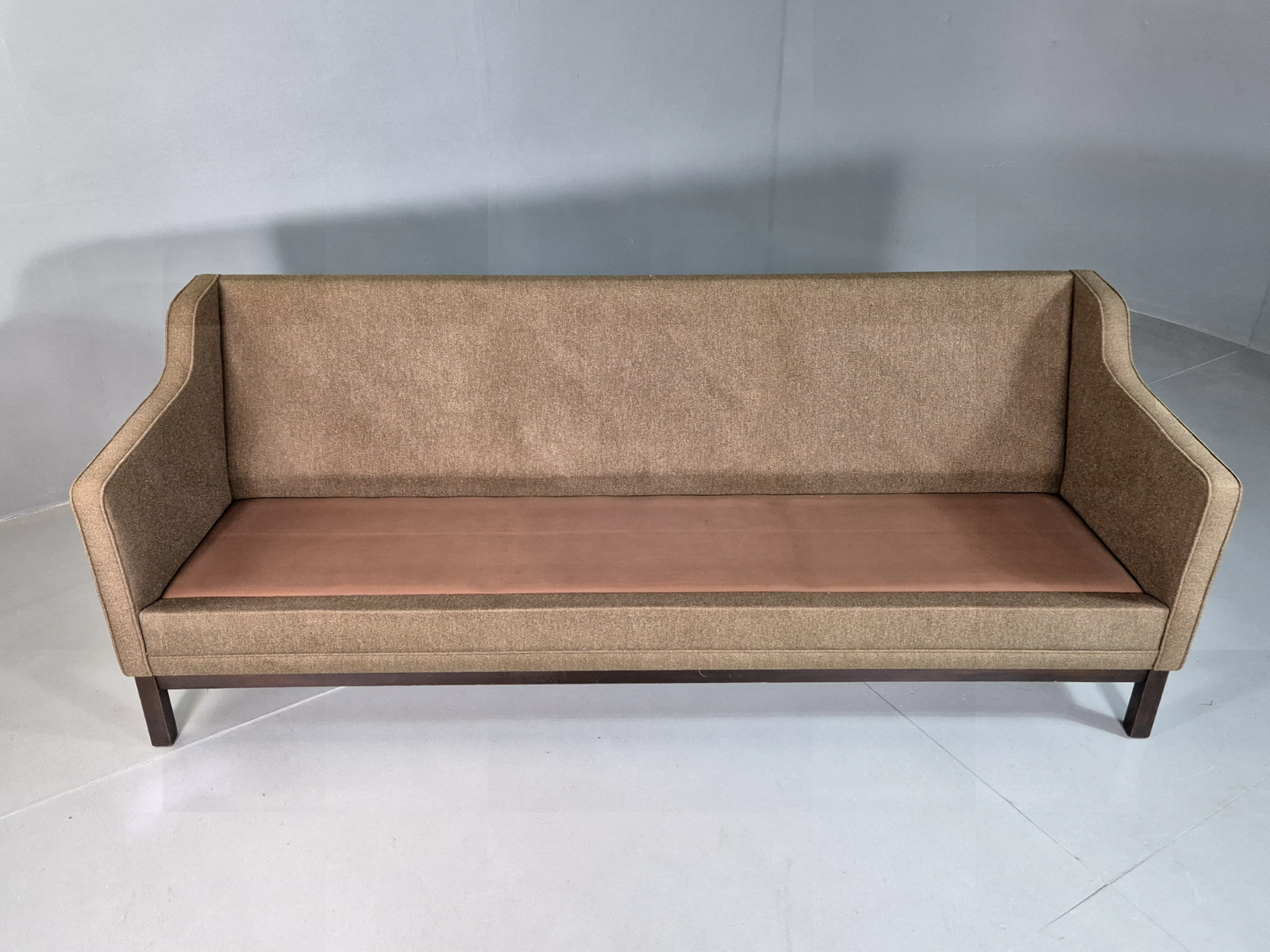 3 Seat Sofa Vintage Danish Khaki Wool Upholstery Mogensen Retro MCM EB7266 M3SS7