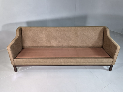 3 Seat Sofa Vintage Danish Khaki Wool Upholstery Mogensen Retro MCM EB7266 M3SS7