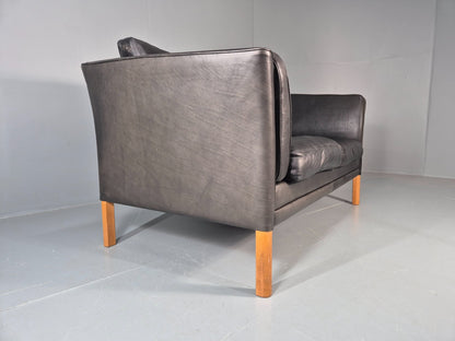 Vintage Danish Two Seater Leather Sofa Quality Feather Filled Retro EB11635 M2SS9