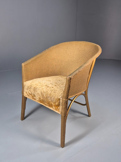 Vintage Gold Lloyd loom Tub Chair 1960s Retro EB9701 VBER - UKDK FURNITURE