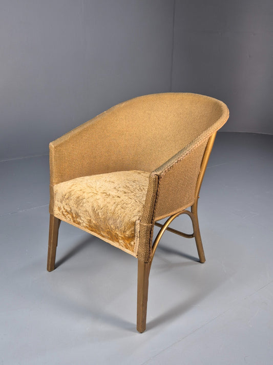 Vintage Gold Lloyd loom Tub Chair 1960s Retro EB9701 VBER - UKDK FURNITURE